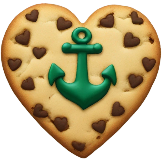 cookie heart with dark green anchor emoji
