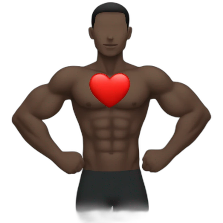 strong body silhouette with red hart in chest emoji