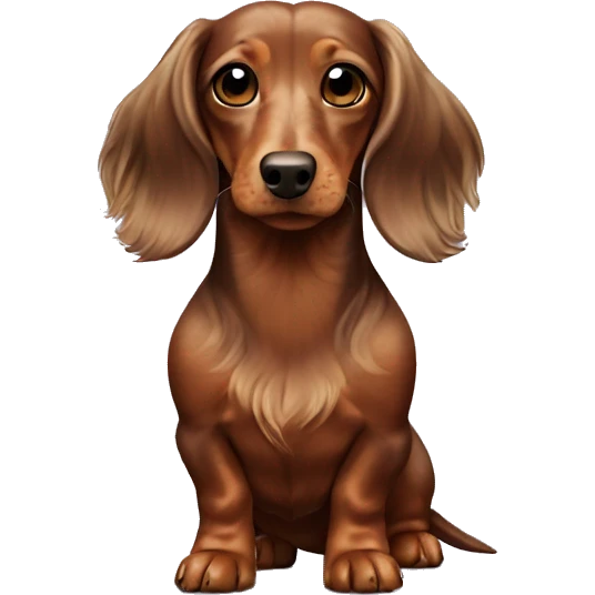 long-haired brown marble dachshund in full height emoji