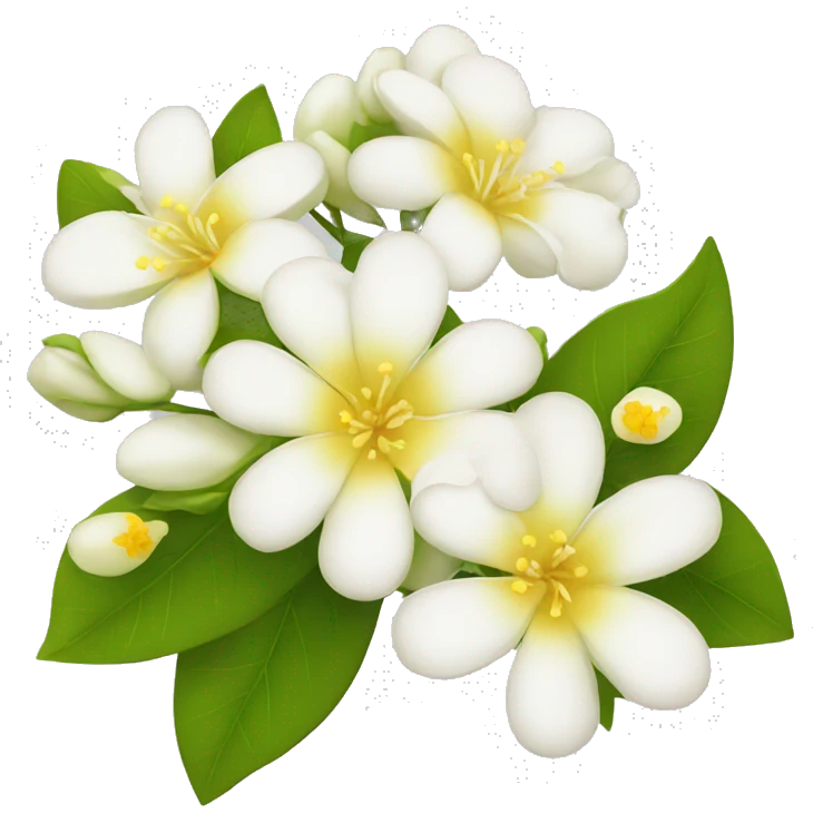 Apple Emoji Jasmine's flowers with white petals and a yellow center of stamens emoji