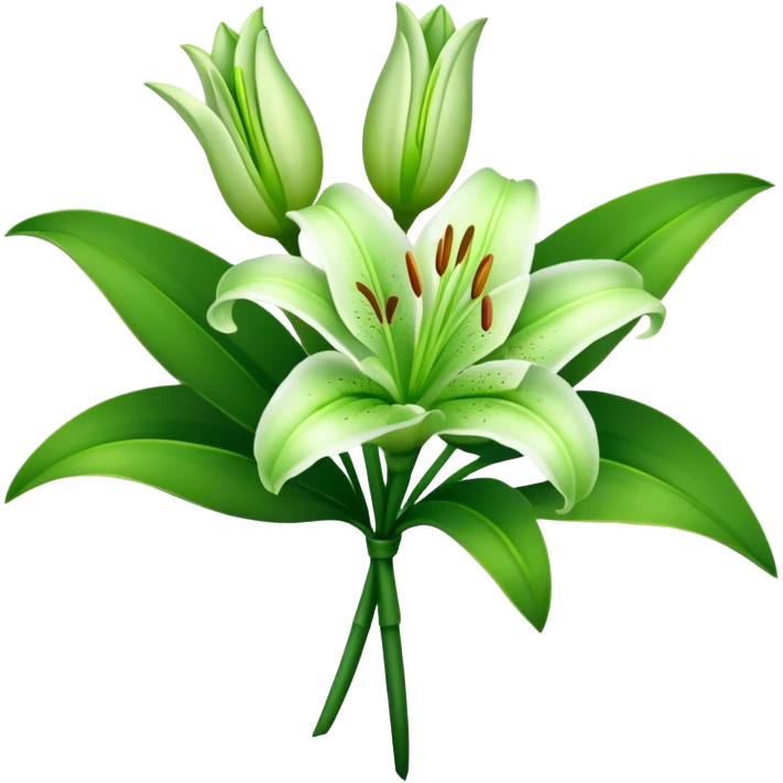 bouquet Soft Green Lily, luxuriant, leaf, bud emoji