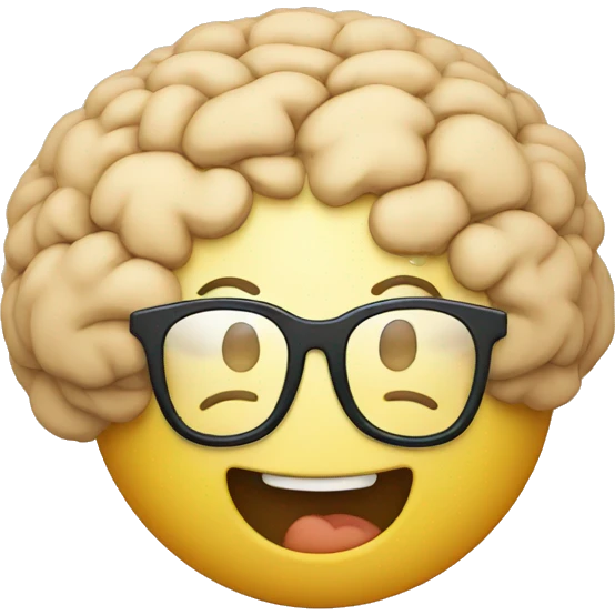 Happy brain with glasses emoji