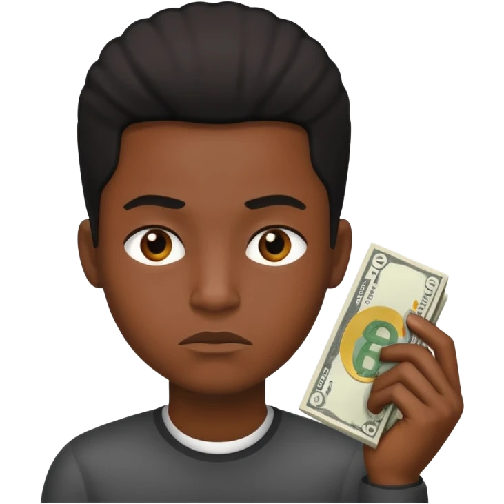 ambitious thinking about moneyemoji, black person emoji