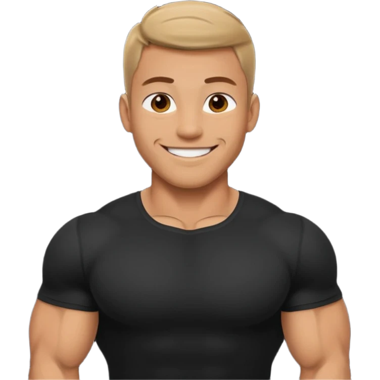 muscular man in black shirt being taken from behind emoji emoji
