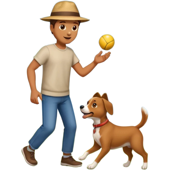 Men is playing with his dog emoji