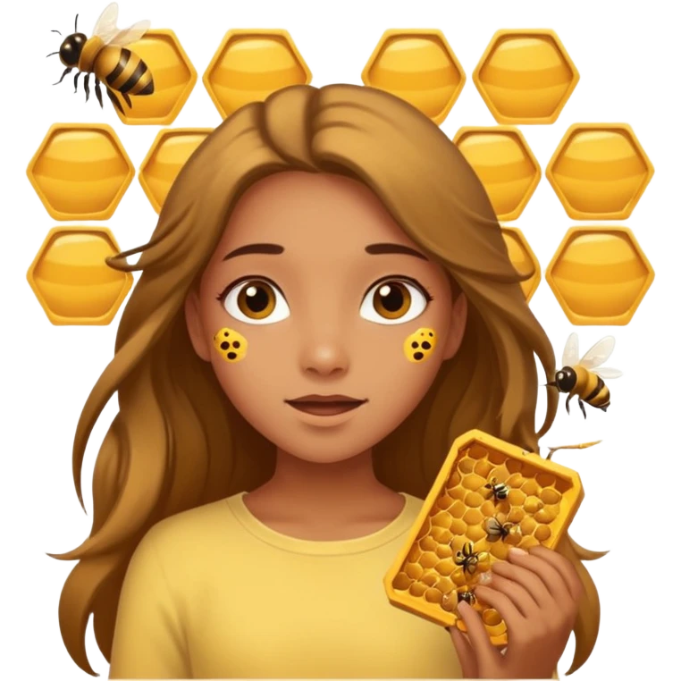 Girl playing with bees emoji