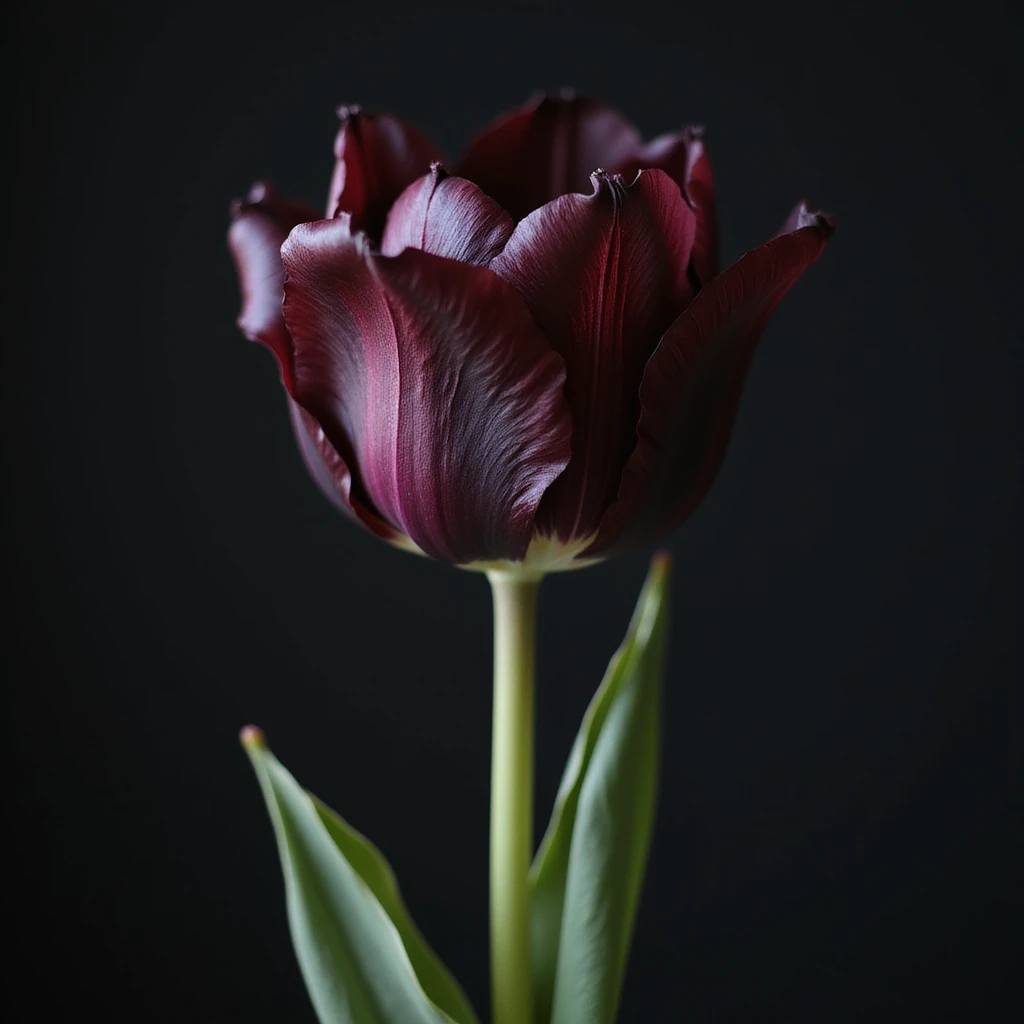 realistic goth tulip with black petals bouquet arrangement, photorealistic style emoji