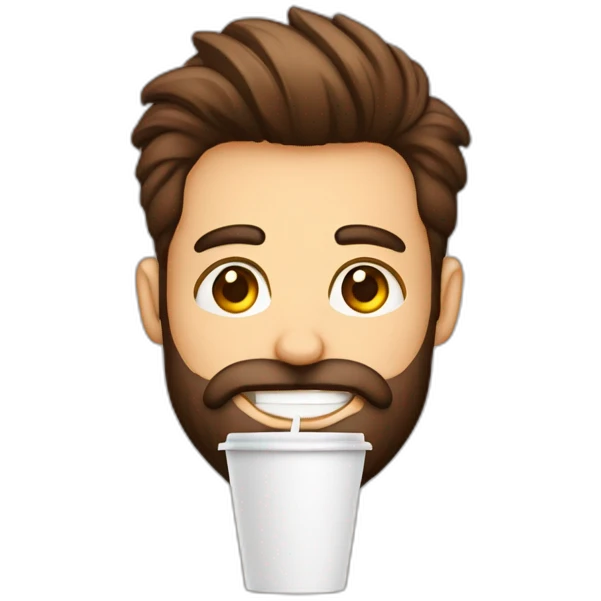 homem com barba com um copo café emoji