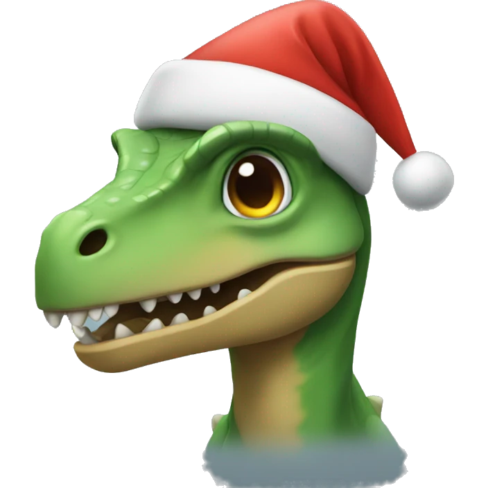 Dinosaur wearing a Christmas hat emoji