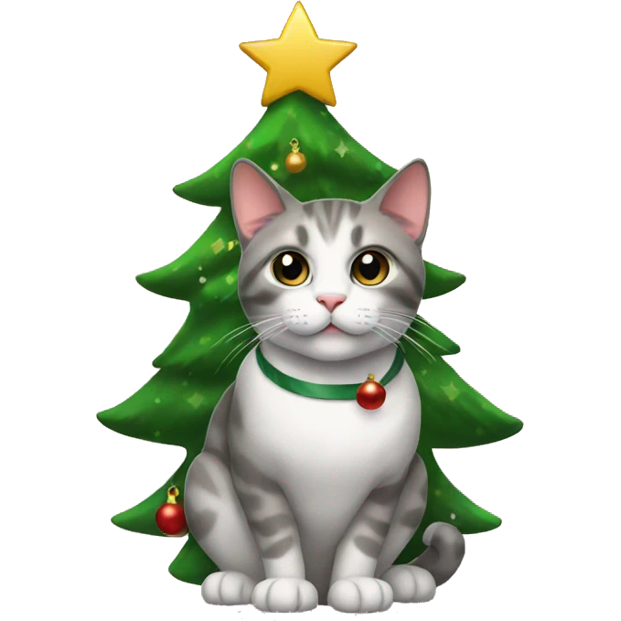 Cat with Christmas tree emoji