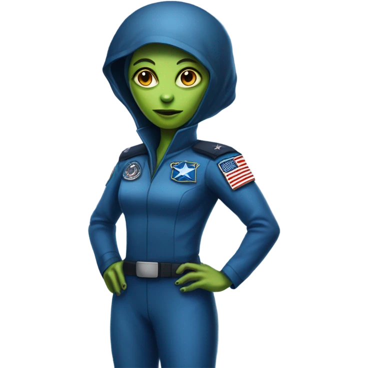 Reptilian Alien woman general blue uniform usa space force, full body,  emoji