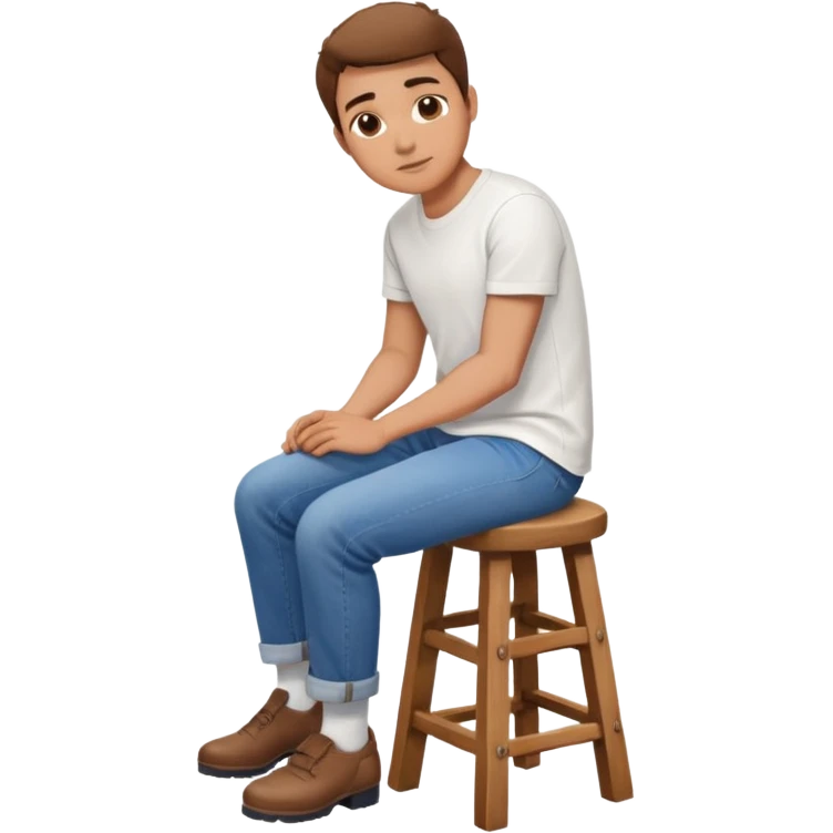 a person sitting on stool straight backside putting hand on legs emoji