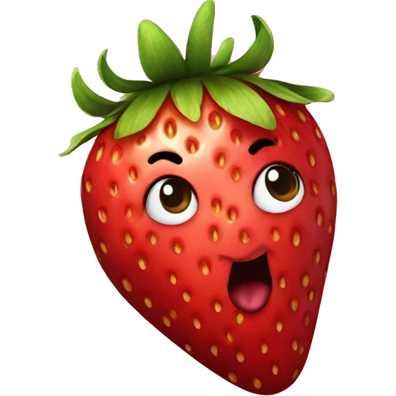 a funny strawberry  emoji