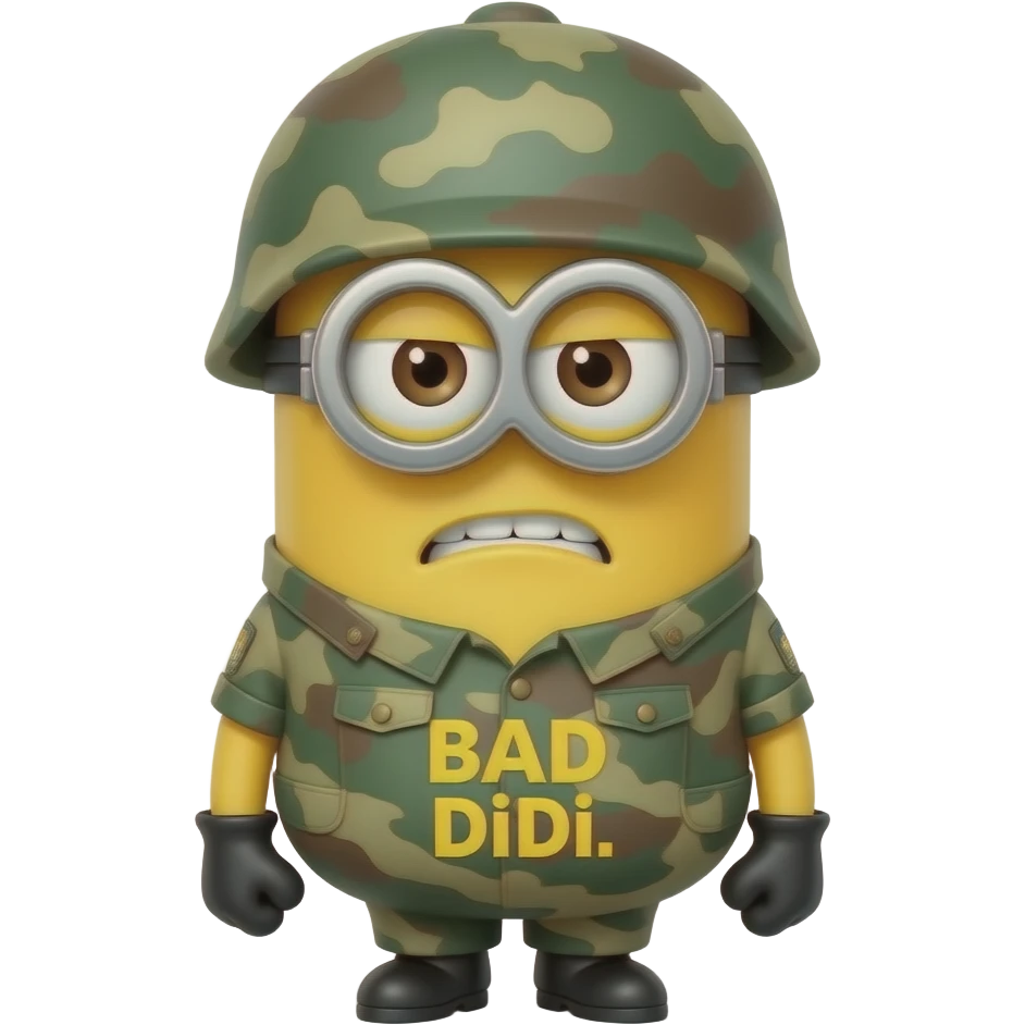 scolding  Minion in army uniform text BAD DiDi emoji