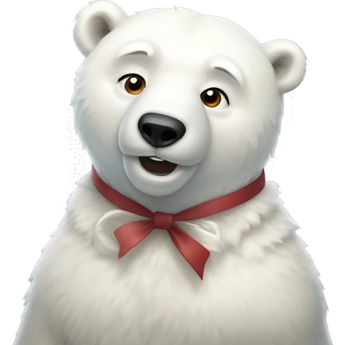 Polar Bear with a bow emoji