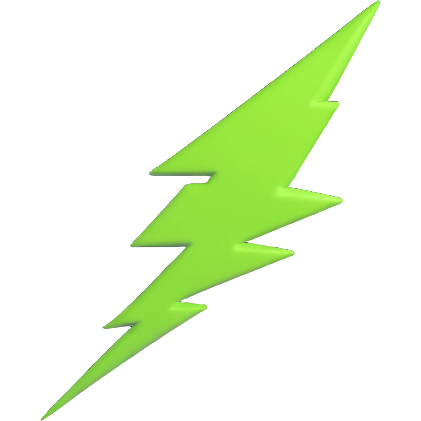 green lightning bolt, bold and clean emoji