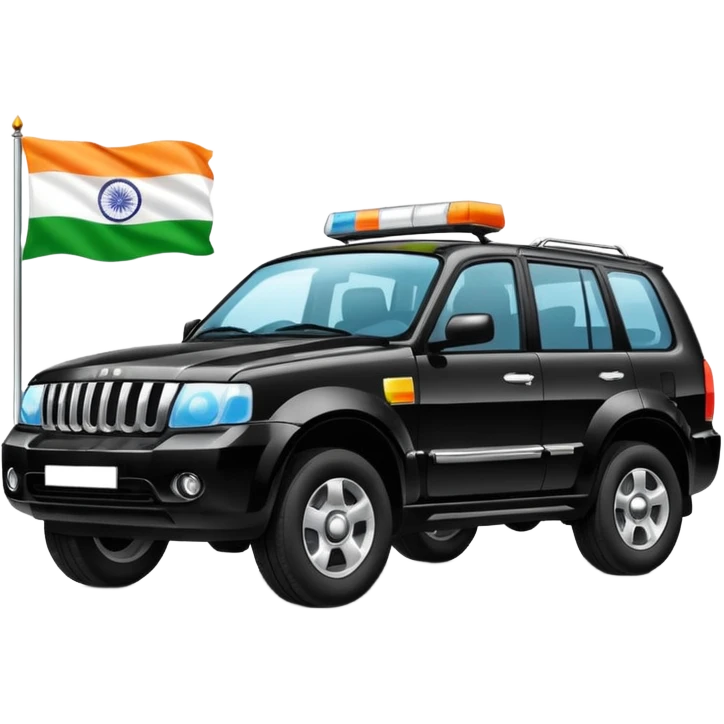 Black car fo officers India suv Indian.flag emoji