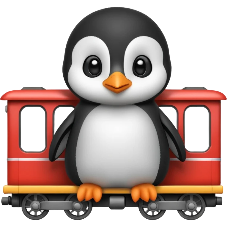 Baby penguin on a train emoji