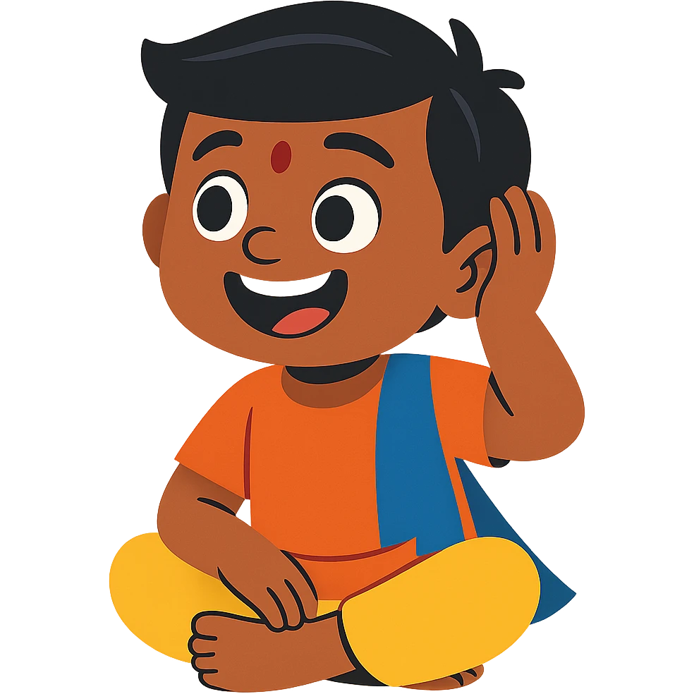 happy Indian kid listening to a story emoji