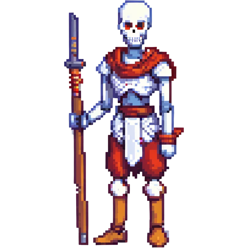 Papyrus from Undertale, pixel art style, transparent background emoji