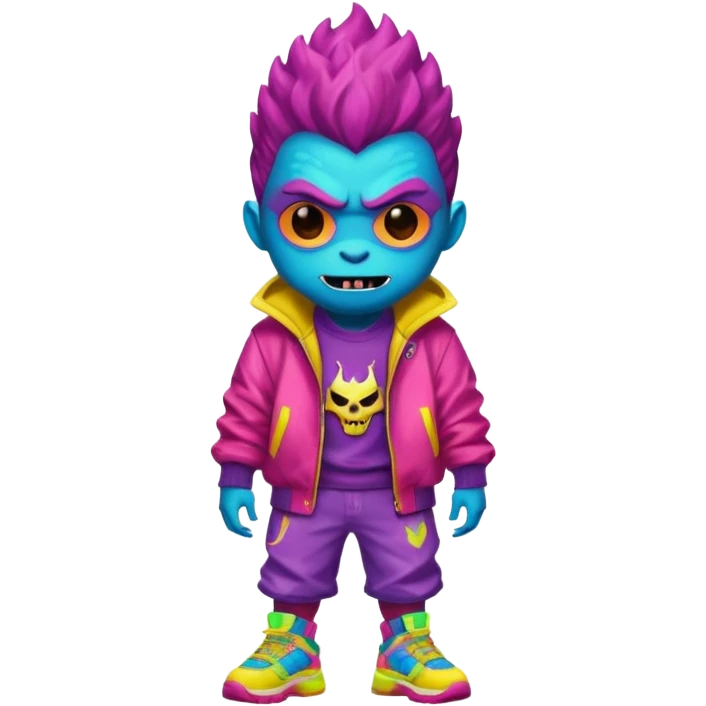 porttrait of monster with flashy-streetwear outfit emoji