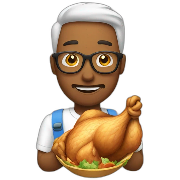 Man eating chicken emoji