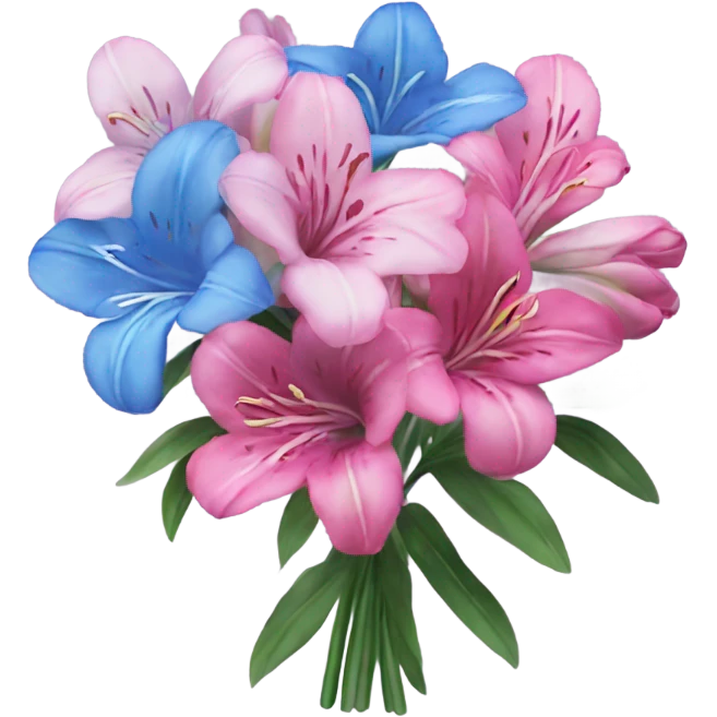 Blue pink alstroemeria bouquet emoji