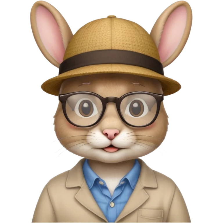 glasses rabbit with hat and shirt emoji