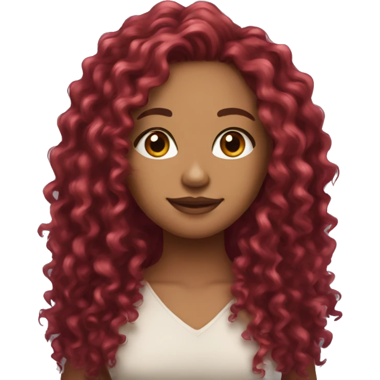 beautiful light skin with long burgundy curly hair  emoji