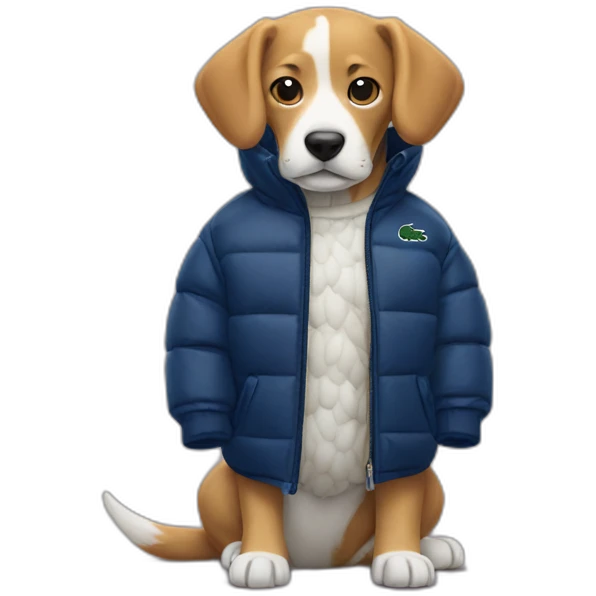 Dog with Lacoste puffer jacket emoji
