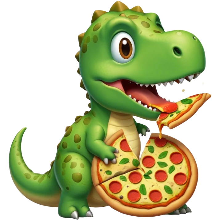 Dinosaur eating poop pizza emoji