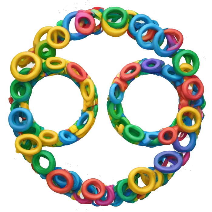 olympic rings made up of the letters GQSC emoji