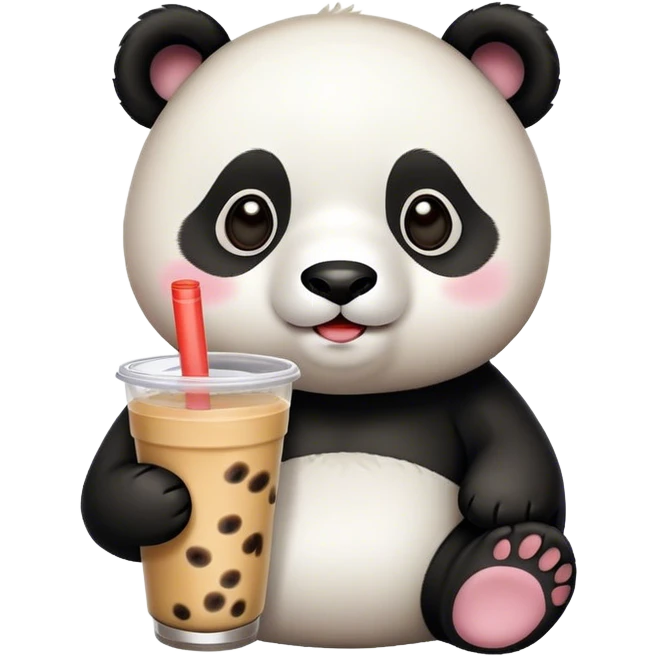 Panda drinking boba milk tea emoji