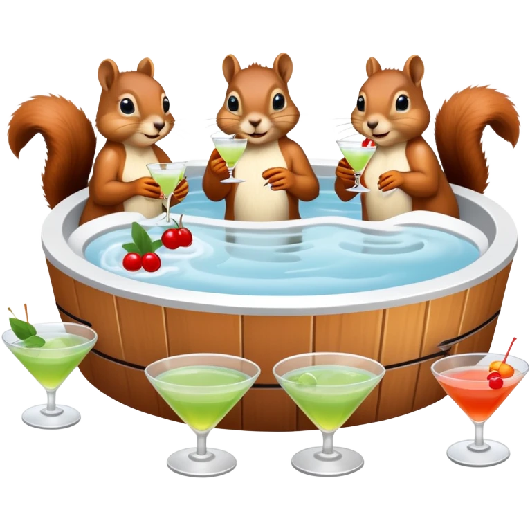 squirrels in a hot tub with martinis emoji