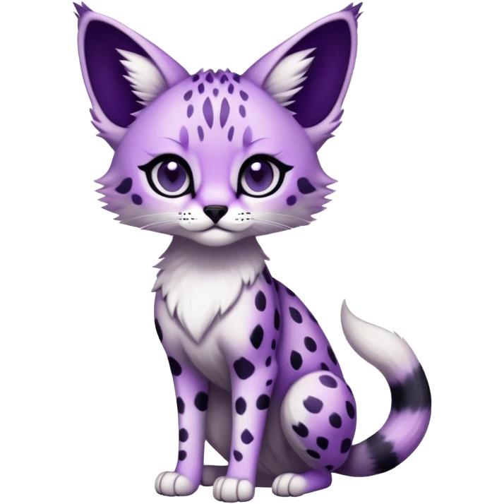 Kawaii Cute Edgy Black Purple White ethereal Serval-Fionbri-Vernid full body emoji