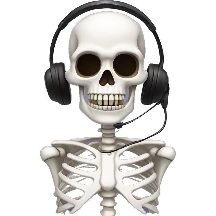skeleton with a gamer headset emoji
