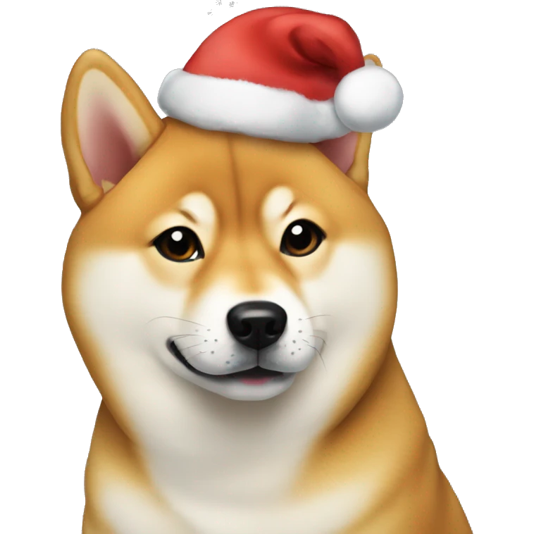 shiba inu portrait looking at you with Christmas head and sweat shirt emoji