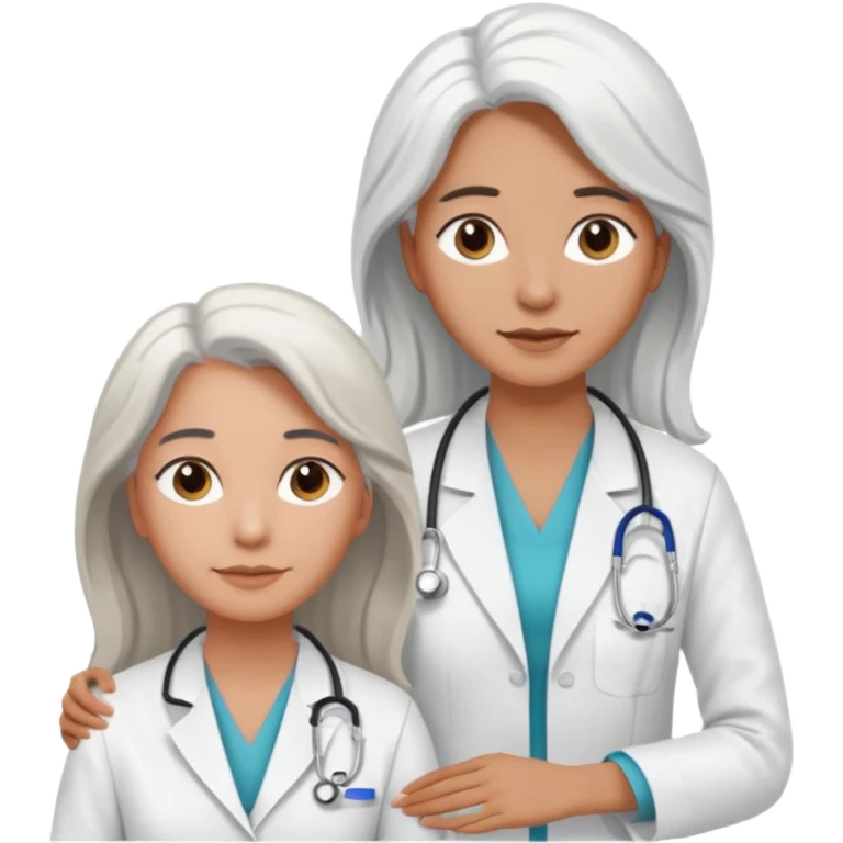 physiotherpay session for a long brown hair woman. but physio is a white hair woman. and they dont like like in the hospital  emoji