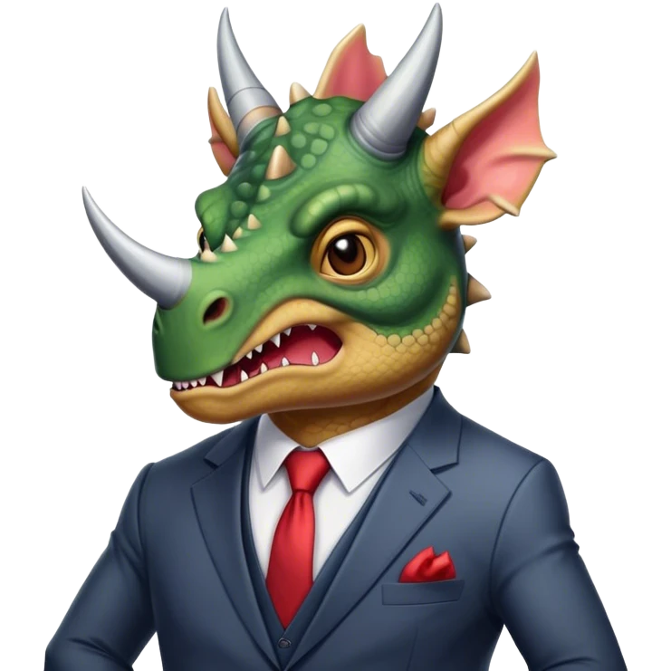 angry face of a triceratops in a suit emoji