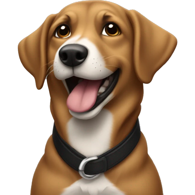 Perro pastoraleman marrón y negro feliz y sacando la lengua emoji