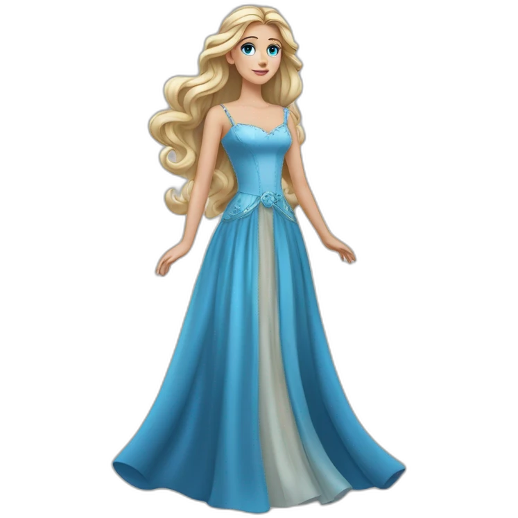 Very Beautyful princess in an expensive long dress with fantastic Blue eyes and Long locking hair emoji