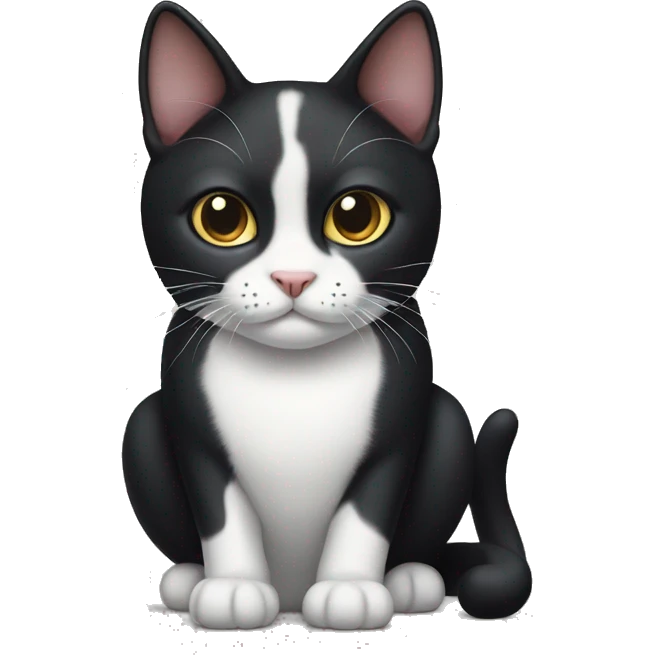 tuxedo cat with one ear tip missing on the left ear emoji