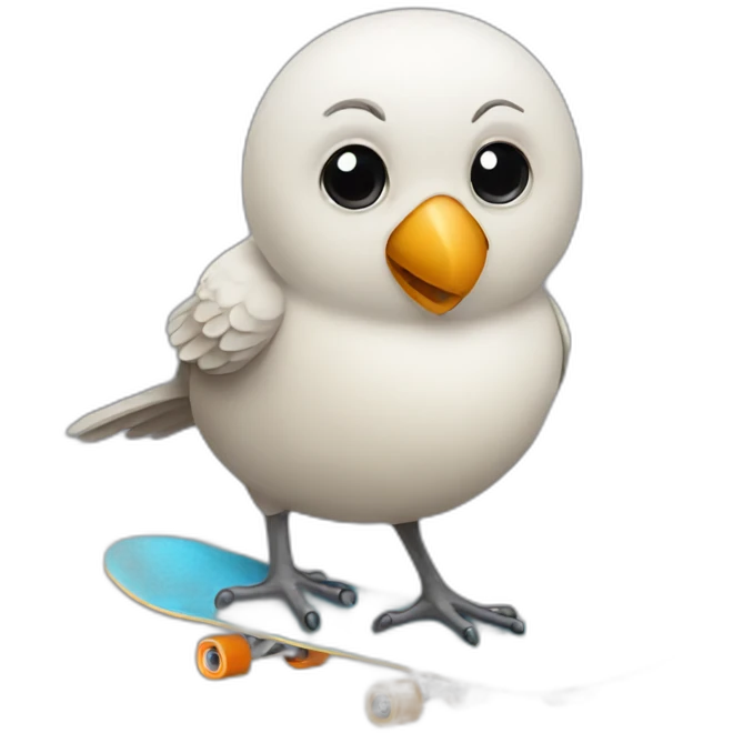 Bird holding a skateboard emoji