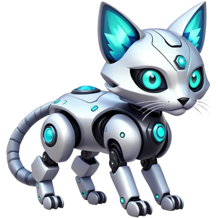  exotic tropical iridescent cyber-Protogen-Fakémon-Pokémon-Vernid-robot-feline-creature emoji