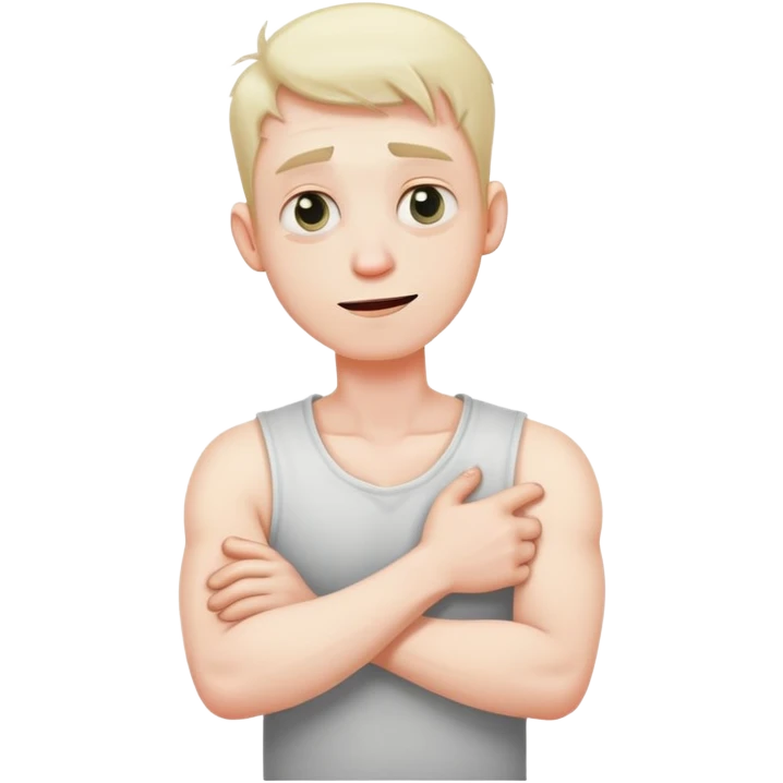 Arm crossed holding neck crazy man emoji
