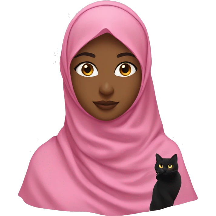 Black hijabi pink veil with a cat and sudn flag🇸🇩 emoji