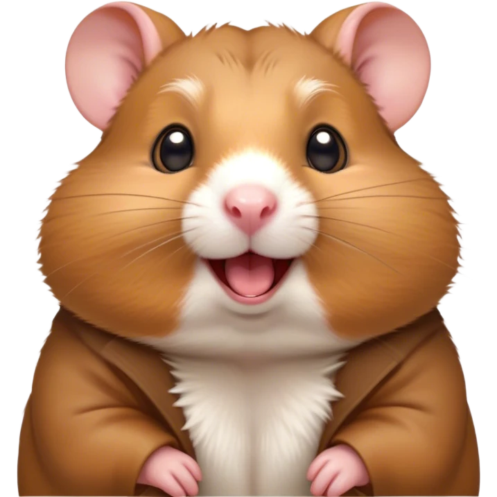 Cinematic Comical Brown Hamster Portrait Emoji, Head tilted dramatically with an exaggeratedly amused expression, featuring a striking rich brown coat with a playful shine, wide, expressive dark eyes filled with humorous disbelief, Simplified yet hilariously expressive features, highly detailed, glowing with a slightly sassy glow, high shine, dramatic yet playful, stylized with an air of cheeky mischief, bright and endearing, soft glowing outline, capturing the essence of a spirited and over-the-top hamster, so meme-worthy it feels like it could side-eye its way into internet fame instantly! emoji