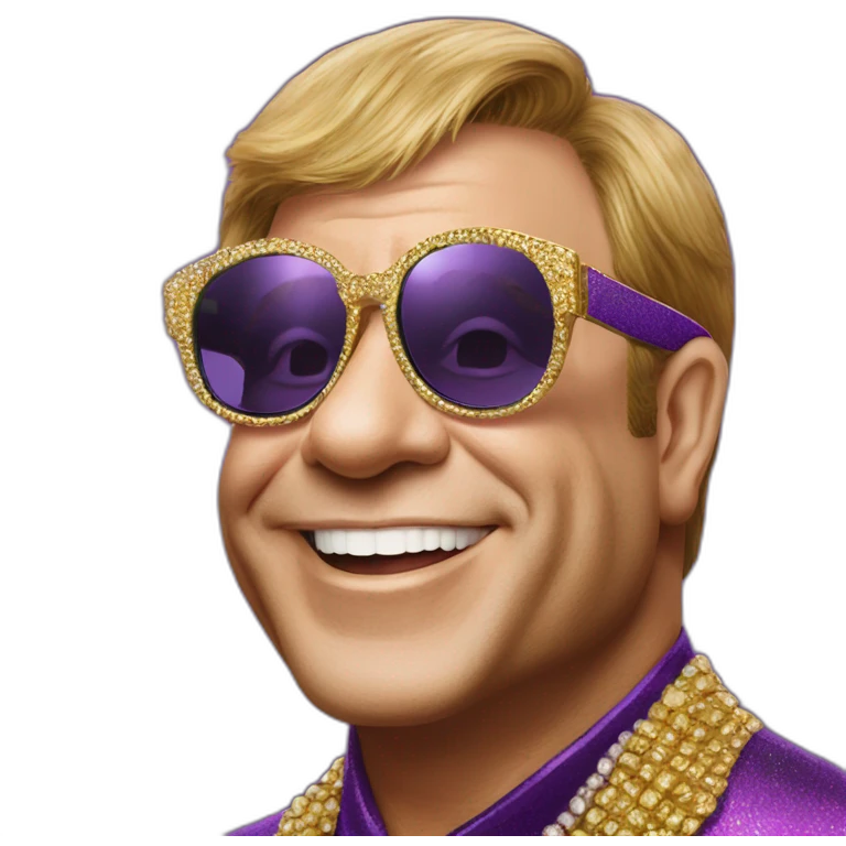 elton john wearing KREWE eywear ST. LOUIS sunglasses mardi gras emoji