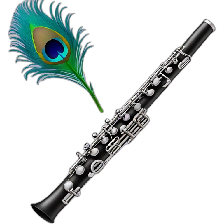  flute with peacock feather  emoji