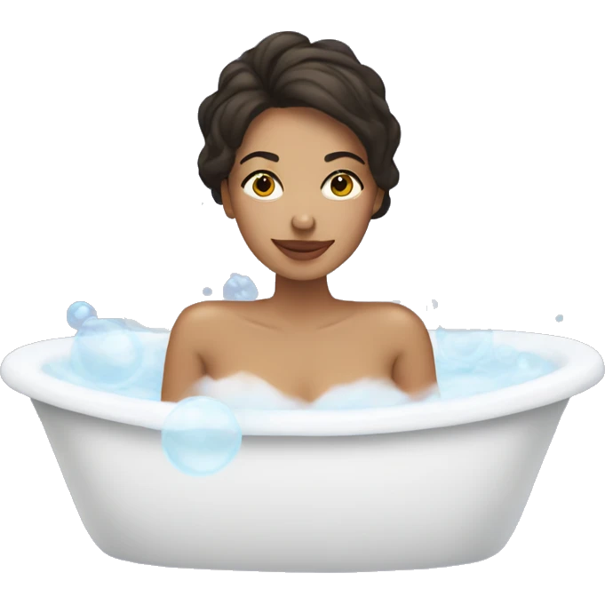 Brunette Woman taking a bubble bath emoji